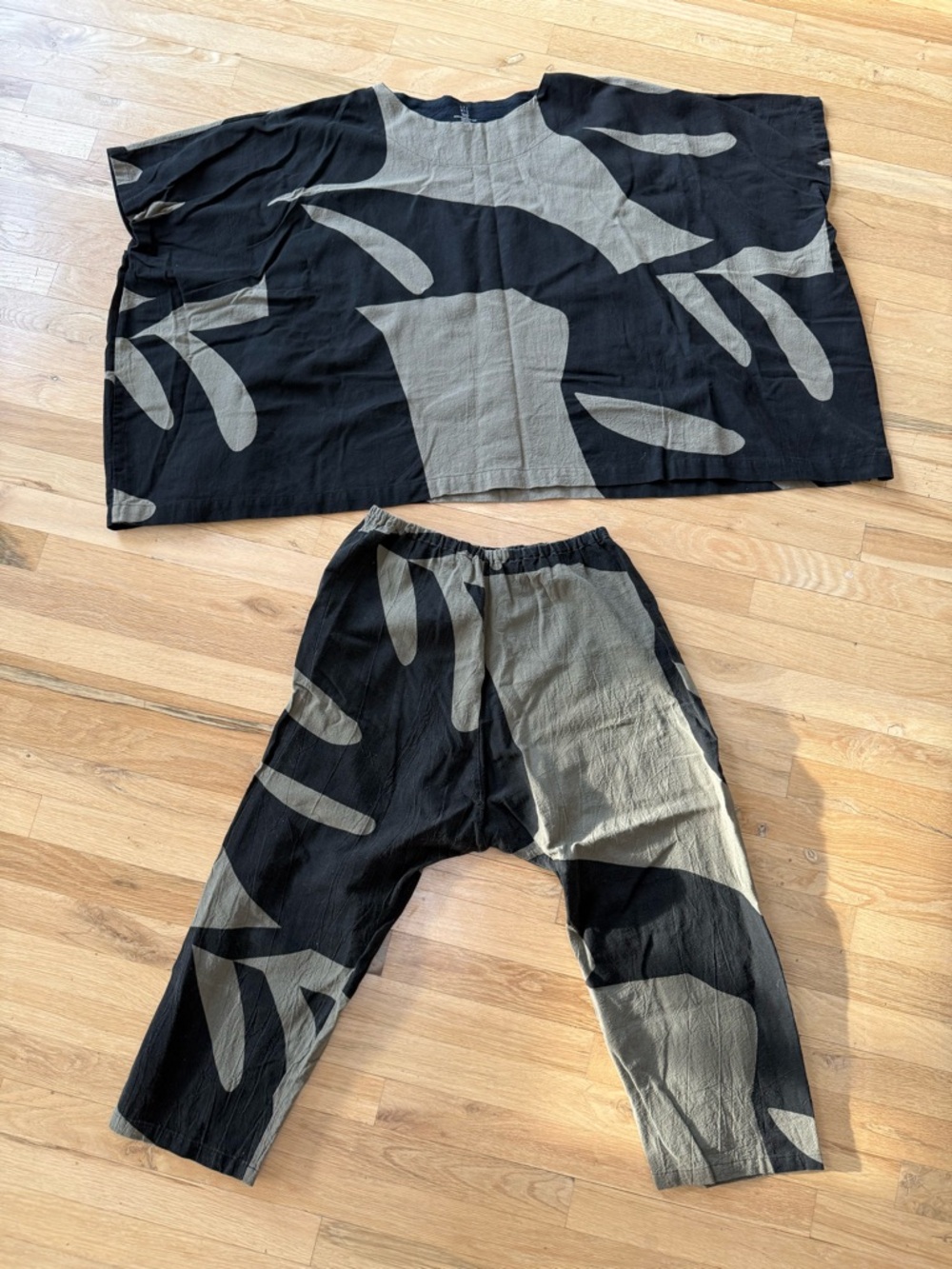 UZI NYC Box Top Drop Crotch Coarse Cotton Two Piece Set